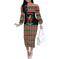 Santa Claus Drive A JEEP Off The Shoulder Long Sleeve Dress Funny Xmas Holiday Patterns - Wonder Print Shop