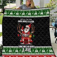 Santa Claus Drive A JEEP Quilt Funny Xmas Holiday Patterns - Wonder Print Shop