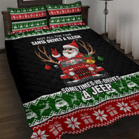 Santa Claus Drive A JEEP Quilt Bed Set Funny Xmas Holiday Patterns - Wonder Print Shop