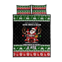 Santa Claus Drive A JEEP Quilt Bed Set Funny Xmas Holiday Patterns - Wonder Print Shop