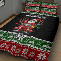 Santa Claus Drive A JEEP Quilt Bed Set Funny Xmas Holiday Patterns - Wonder Print Shop