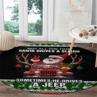 Santa Claus Drive A JEEP Round Carpet Funny Xmas Holiday Patterns - Wonder Print Shop