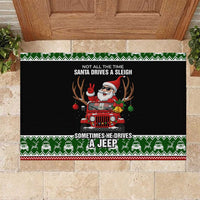 Santa Claus Drive A JEEP Rubber Doormat Funny Xmas Holiday Patterns - Wonder Print Shop