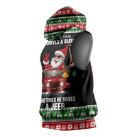 Santa Claus Drive A JEEP Sleeveless Hoodie Funny Xmas Holiday Patterns - Wonder Print Shop