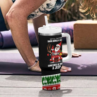 Santa Claus Drive A JEEP Tumbler With Handle Funny Xmas Holiday Patterns - Wonder Print Shop