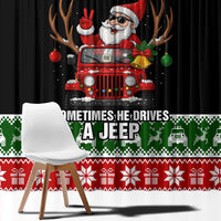 Santa Claus Drive A JEEP Window Curtain Funny Xmas Holiday Patterns - Wonder Print Shop