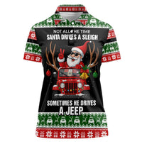 Santa Claus Drive A JEEP Women Polo Shirt Funny Xmas Holiday Patterns - Wonder Print Shop