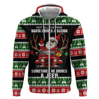 Santa Claus Drive A JEEP Zip Hoodie Funny Xmas Holiday Patterns - Wonder Print Shop