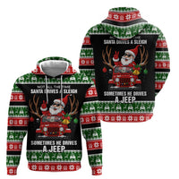 Santa Claus Drive A JEEP Zip Hoodie Funny Xmas Holiday Patterns - Wonder Print Shop