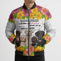 Labrador Retriever Personal Stalker Christmas Bomber Puffer Jacket Funny Xmas Holiday Patterns - Wonder Print Shop