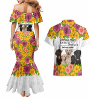Labrador Retriever Personal Stalker Christmas Couples Matching Mermaid Dress and Hawaiian Shirt Funny Xmas Holiday Patterns - Wonder Print Shop
