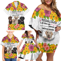 Labrador Retriever Personal Stalker Christmas Family Matching Off Shoulder Short Dress and Hawaiian Shirt Funny Xmas Holiday Patterns - Wonder Print Shop