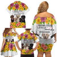 Labrador Retriever Personal Stalker Christmas Family Matching Off Shoulder Short Dress and Hawaiian Shirt Funny Xmas Holiday Patterns - Wonder Print Shop