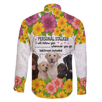 Labrador Retriever Personal Stalker Christmas Family Matching Short Sleeve Bodycon Dress and Hawaiian Shirt Funny Xmas Holiday Patterns - Wonder Print Shop