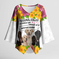 Labrador Retriever Personal Stalker Christmas Kimono Sleeve Blouse Funny Xmas Holiday Patterns - Wonder Print Shop