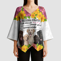 Labrador Retriever Personal Stalker Christmas Kimono Sleeve Blouse Funny Xmas Holiday Patterns - Wonder Print Shop