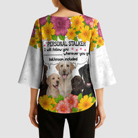 Labrador Retriever Personal Stalker Christmas Kimono Sleeve Blouse Funny Xmas Holiday Patterns - Wonder Print Shop