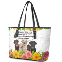 Labrador Retriever Personal Stalker Christmas Leather Tote Bag Funny Xmas Holiday Patterns - Wonder Print Shop