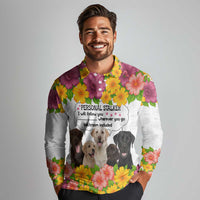Labrador Retriever Personal Stalker Christmas Long Sleeve Polo Shirt Funny Xmas Holiday Patterns - Wonder Print Shop