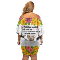 Labrador Retriever Personal Stalker Christmas Off Shoulder Short Dress Funny Xmas Holiday Patterns - Wonder Print Shop