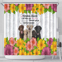 Labrador Retriever Personal Stalker Christmas Shower Curtain Funny Xmas Holiday Patterns - Wonder Print Shop