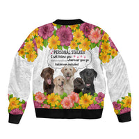 Labrador Retriever Personal Stalker Christmas Sleeve Zip Bomber Jacket Funny Xmas Holiday Patterns - Wonder Print Shop