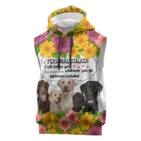 Labrador Retriever Personal Stalker Christmas Sleeveless Hoodie Funny Xmas Holiday Patterns - Wonder Print Shop