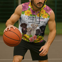 Labrador Retriever Personal Stalker Christmas Sleeveless Zip Hoodie Funny Xmas Holiday Patterns - Wonder Print Shop