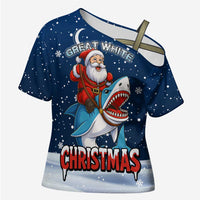 Great White Christmas Shark Christmas Cross Shoulder Shirt Funny Xmas Holiday Patterns - Wonder Print Shop