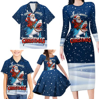 Great White Christmas Shark Christmas Family Matching Long Sleeve Bodycon Dress and Hawaiian Shirt Funny Xmas Holiday Patterns - Wonder Print Shop