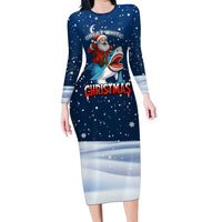 Great White Christmas Shark Christmas Family Matching Long Sleeve Bodycon Dress and Hawaiian Shirt Funny Xmas Holiday Patterns - Wonder Print Shop