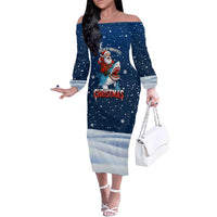 Great White Christmas Shark Christmas Family Matching Off The Shoulder Long Sleeve Dress and Hawaiian Shirt Funny Xmas Holiday Patterns - Wonder Print Shop