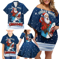 Great White Christmas Shark Christmas Family Matching Off Shoulder Short Dress and Hawaiian Shirt Funny Xmas Holiday Patterns - Wonder Print Shop