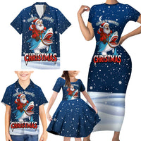 Great White Christmas Shark Christmas Family Matching Short Sleeve Bodycon Dress and Hawaiian Shirt Funny Xmas Holiday Patterns - Wonder Print Shop