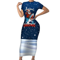 Great White Christmas Shark Christmas Family Matching Short Sleeve Bodycon Dress and Hawaiian Shirt Funny Xmas Holiday Patterns - Wonder Print Shop