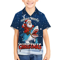 Great White Christmas Shark Christmas Family Matching Short Sleeve Bodycon Dress and Hawaiian Shirt Funny Xmas Holiday Patterns - Wonder Print Shop