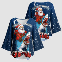 Great White Christmas Shark Christmas Kimono Sleeve Blouse Funny Xmas Holiday Patterns - Wonder Print Shop