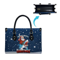 Great White Christmas Shark Christmas Leather Bag Funny Xmas Holiday Patterns - Wonder Print Shop