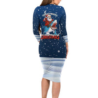 Great White Christmas Shark Christmas Long Sleeve Bodycon Dress Funny Xmas Holiday Patterns - Wonder Print Shop