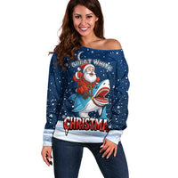Great White Christmas Shark Christmas Off Shoulder Sweater Funny Xmas Holiday Patterns - Wonder Print Shop