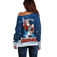 Great White Christmas Shark Christmas Off Shoulder Sweater Funny Xmas Holiday Patterns - Wonder Print Shop