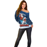 Great White Christmas Shark Christmas Off Shoulder Sweater Funny Xmas Holiday Patterns - Wonder Print Shop