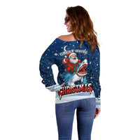 Great White Christmas Shark Christmas Off Shoulder Sweater Funny Xmas Holiday Patterns - Wonder Print Shop