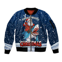 Great White Christmas Shark Christmas Sleeve Zip Bomber Jacket Funny Xmas Holiday Patterns - Wonder Print Shop