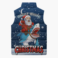 Great White Christmas Shark Christmas Sleeveless Puffer Jacket Funny Xmas Holiday Patterns - Wonder Print Shop