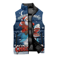 Great White Christmas Shark Christmas Sleeveless Puffer Jacket Funny Xmas Holiday Patterns - Wonder Print Shop