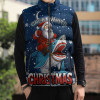 Great White Christmas Shark Christmas Sleeveless Puffer Jacket Funny Xmas Holiday Patterns - Wonder Print Shop