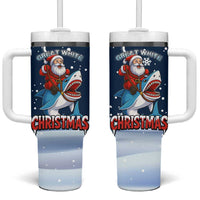 Great White Christmas Shark Christmas Tumbler With Handle Funny Xmas Holiday Patterns - Wonder Print Shop