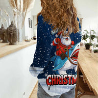 Great White Christmas Shark Christmas Women Casual Shirt Funny Xmas Holiday Patterns - Wonder Print Shop