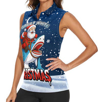 Great White Christmas Shark Christmas Women Sleeveless Polo Shirt Funny Xmas Holiday Patterns - Wonder Print Shop